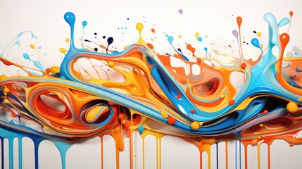 vibrant and dynamic orange and blue abstract paint splatter artwork, perfect for modern graphic design, creative backgrounds, and innovative art projects