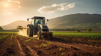 Fotobehang tractor in field © bagoesanggito