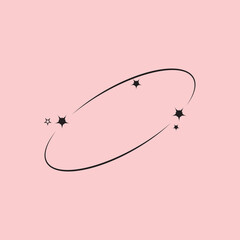 Y2k geometric shape, minimalist frame with stars. Retro design element for social media or poster. Vector illustration