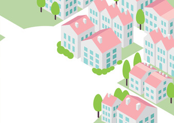 アイソメトリック　街並みの背景素材