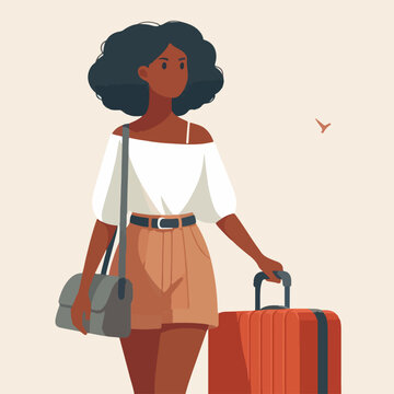 illustration of person going on holiday. flat design. travel concept