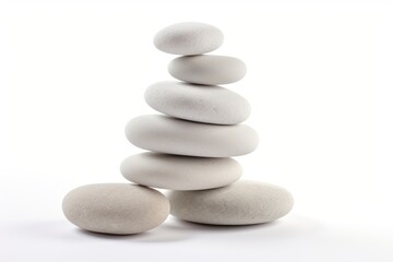  a stack of rocks sitting next to each other on top of a white surface in front of a white background.