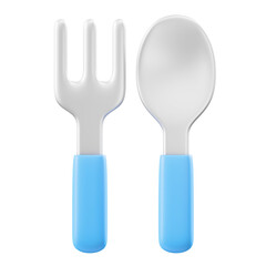 spoon and fork 3d illustration