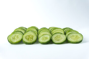 a heap of slice cucumber background, top view