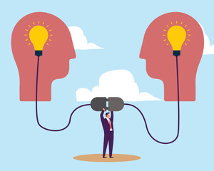 Communicate to solve problem, discussion or meeting to get new idea, collaboration or cooperate to success, connect idea for solution concept