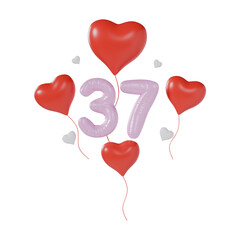 Heart Number 37 Valentine Day Anniversary 3d illustration