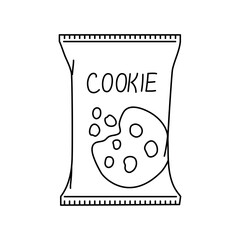 Hand drawn cookie color element. Cartoon Ultra processed food (upf).