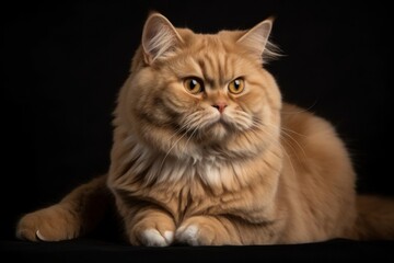 Portrait of a cute cat looking away. Highland fold cat breed