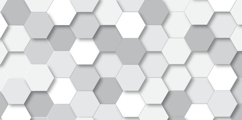 Abstract hexagon background. Futuristic abstract honeycomb mosaic white technology background. Surface polygon pattern with glowing hexagon paper texture and futuristic business. graphic concept.