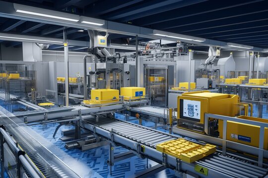 This compelling image encapsulates the dynamic essence of the Fourth Industrial Revolution, highlighting groundbreaking technological advancements and their impact on industry - Powered by Adobe