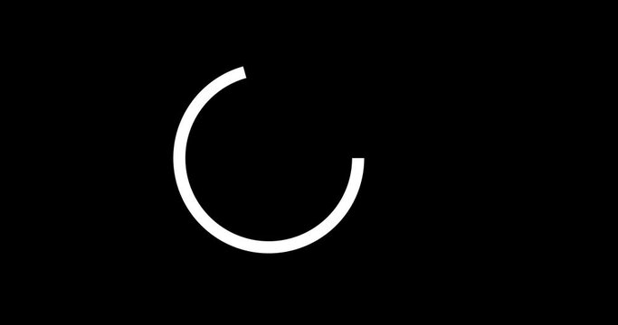 4K Circular arrow head rotating animation asset in alpha channel. Arrow loading rotating isolated on black, loop seamless motion graphic. Infographic pictogram animation on a transparent background.
