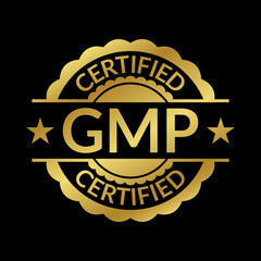 GMP certified icon or logo. Good manufacturing practice stamp or badge. Vector illustration.