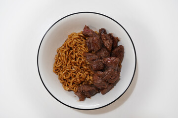 Chapaguri with Steak from the movie 'Parasite'