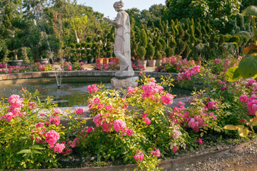 Garden at Royal Palace of Godollo,Hungary.Summer season.