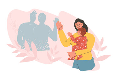 Nanny or babysitter for baby, banner layout design with characters, flat vector illustration isolated on white background. Hiring a trustworthy caregiver.