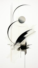 Fototapeta premium A black and white abstract painting with circles and lines