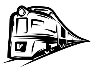 Vector monochrome template on the theme of the railway with a train