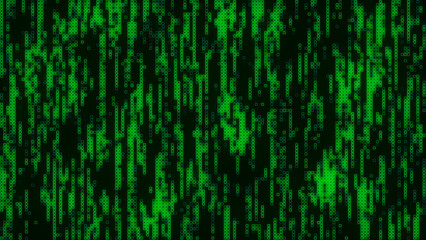 Green mosaic background in technology concept. Abstract bright LED squares. Technology digital square green color background. Green pixel grid background. 3D rendering