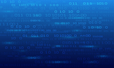 binary code software programming digital technology on blue background. hacker code website wallpaper. Cyber security virus online Internet. vector illustration hi-tech concept. - obrazy, fototapety, plakaty