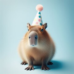 Fototapeta na wymiar funny capybara with celebration hat 