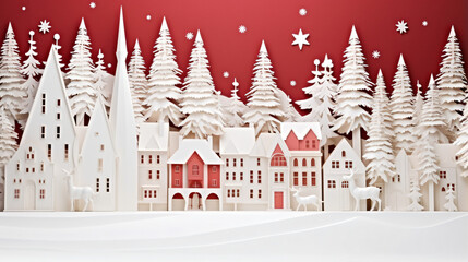 Red and white festive christmas architecture background 