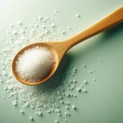 salt in spoon on simple background
