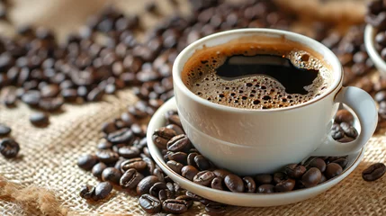 Fotobehang coffee beans and cup © daniel