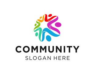 The logo design is about Community and was created using the Corel Draw 2018 application with a white background.