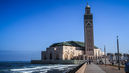 The architecture of Hassan II Mosque in Casablanca, Morocco