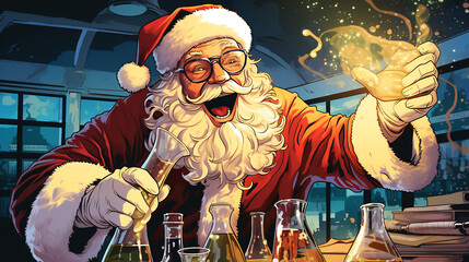 santa claus and their christmas reindeer