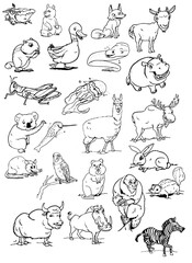 set of animals cartoons