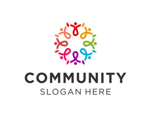 The logo design is about Community and was created using the Corel Draw 2018 application with a white background.