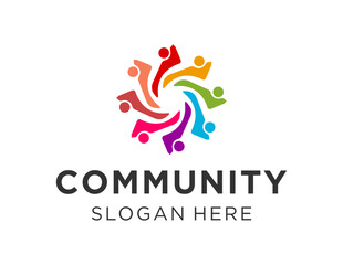 The logo design is about Community and was created using the Corel Draw 2018 application with a white background.