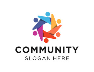 The logo design is about Community and was created using the Corel Draw 2018 application with a white background.