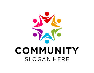 The logo design is about Community and was created using the Corel Draw 2018 application with a white background.