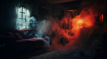 Dimly Lit Artistic Vape Smoke, A Captivating and Enigmatic Experience - obrazy, fototapety, plakaty