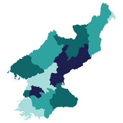 North Korea map. Map of North Korea in administrative provinces