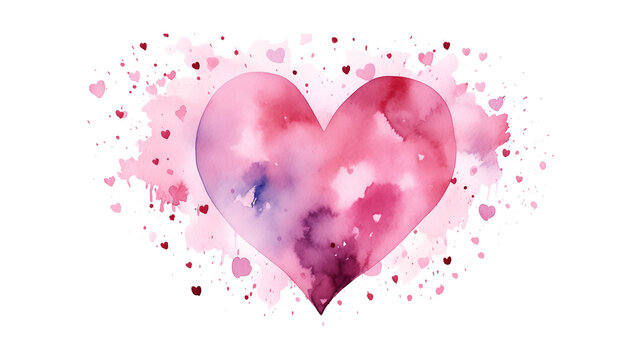 Heart in watercolor style. Watercolor heart. Colorful heart. Love symbol on transparent background