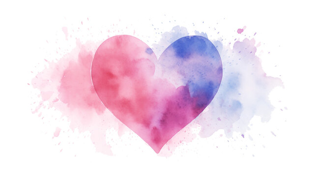 Watercolor heart. Heart in watercolor style. Colorful heart. Love symbol on transparent background