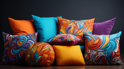 Cozy Pillow Assortment in Colorful Array, A Comfortable and Stylish Home Accent