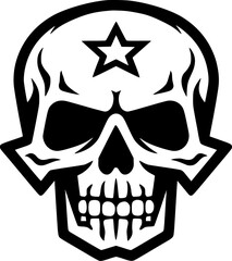 Fototapeta premium Skull - Black and White Isolated Icon - Vector illustration