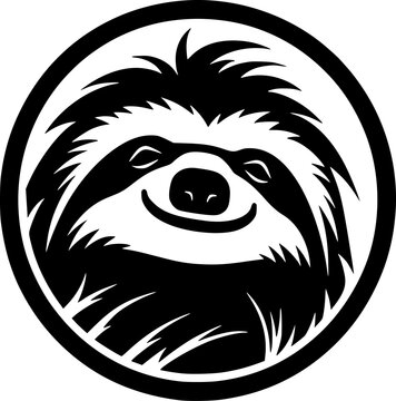 black and white sloth smiling in circle