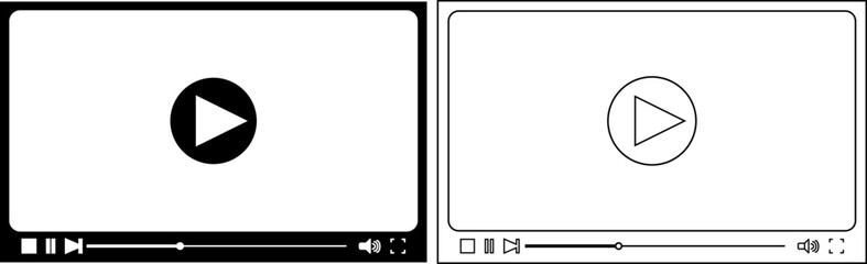 outline silhouette Video player interface set © Sutana