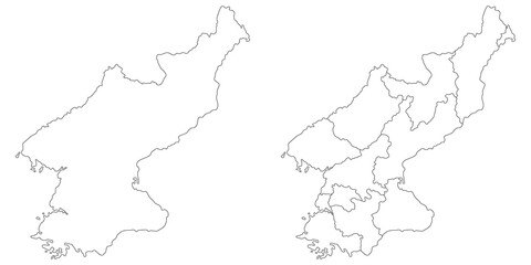 North Korea map. Map of North Korea in set