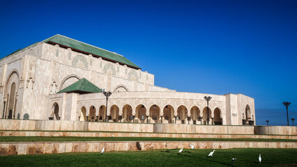 The architecture of Hassan II Mosque in Casablanca, Morocco