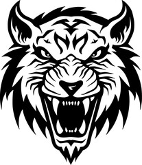 Tiger - Black and White Isolated Icon - Vector illustration