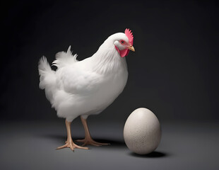 Hen with egg. Edited AI illustration.