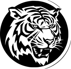 Tiger | Black and White Vector illustration
