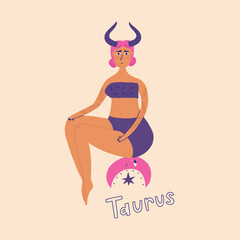 Hand Drawn women zodiac sign taurus