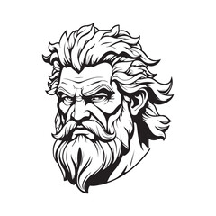 potrait head of zeus  vector illustration black and white